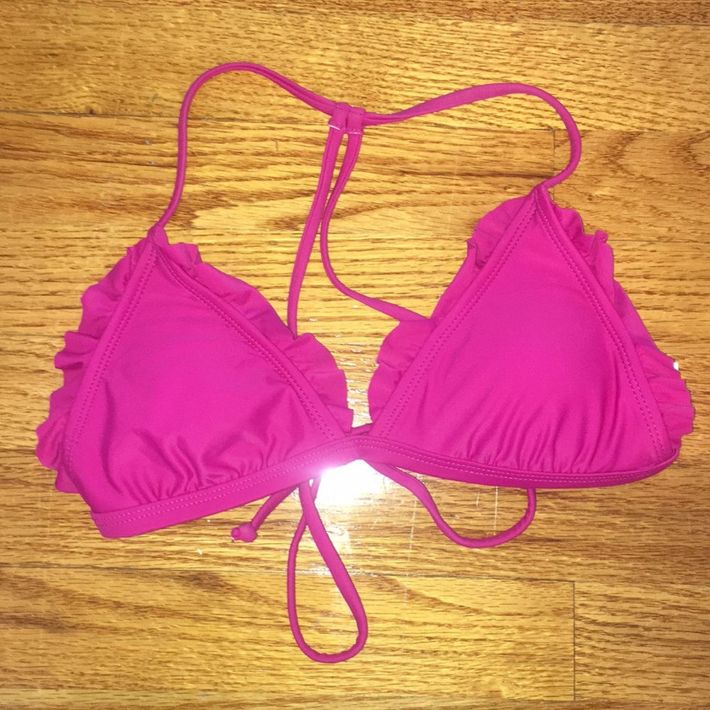 Pink Ruffle Bikini Top
